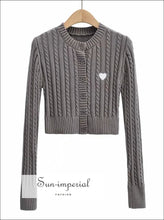 Cable Knit Cardigan with Heart Patch - Sun Imperial (photo 8)