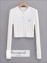 Cable Knit Cardigan with Heart Patch - Sun Imperial (photo 9)