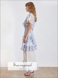 Caen Dress - Elegant Solid Women V Neck Sleeveless High Waist Ruffles Split Slim Bandage Split, Elegant, Sleeveless, Neck, Vintage 