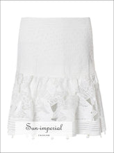 California Skirt Set - Lace Patchwork Women Suit Lapel Lantern Sleeve Shirt High Waist Slim Mini Waist, Sleeve, Patchwork, skirt set, 