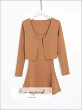 Cami Strap Midi Dress with V-Neck Cardigan Set - Sun Imperial (photo 6)