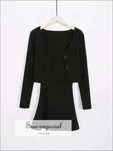Cami Strap Midi Dress with V-Neck Cardigan Set - Sun Imperial (photo 7)