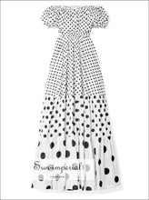 Carly Dress- Summer Patchwork Dot Women's Dress Slash Neck off Shoulder Backless Maxi -length Dress