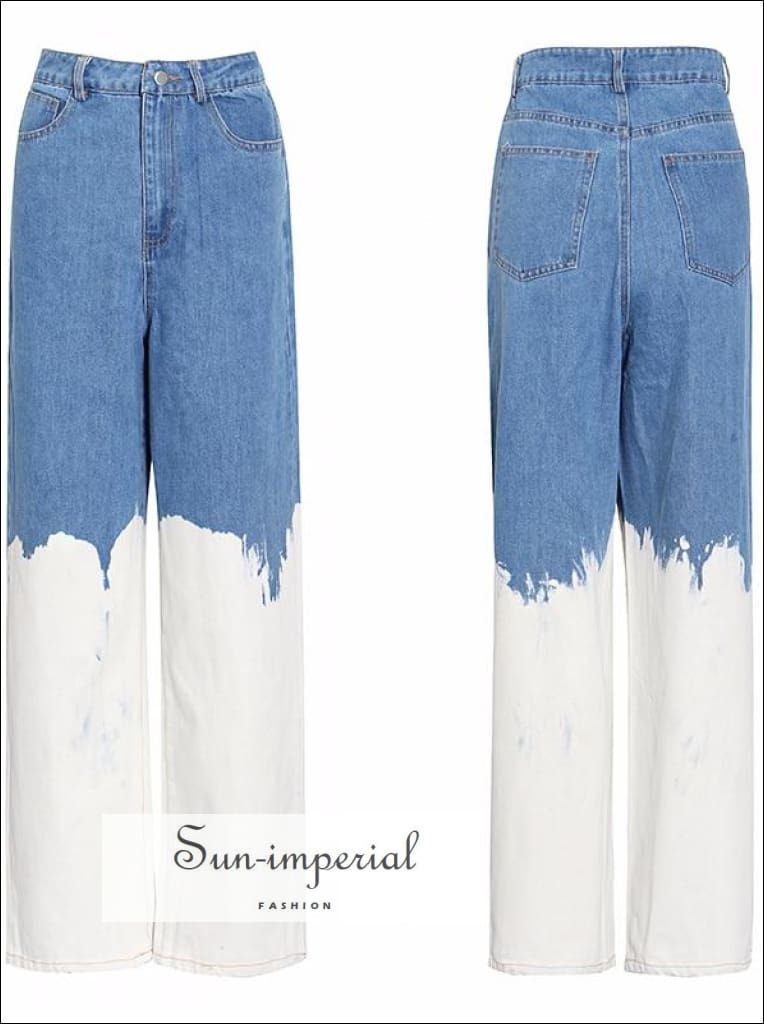 Sun-imperial - casual loose white painted women full length two tone ...