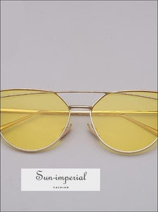 Cat Eye Sunglasses Women Vintage Metal Reflective Glasses for Mirror Sunniness SUN-IMPERIAL United States
