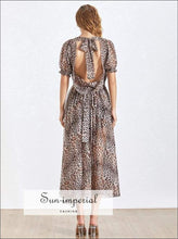 Catania Dress - Leopard for Women V Neck Backless Short Sleeve High Waist Backless, Dress, Sleeve, Neck, Vintage SUN-IMPERIAL United States