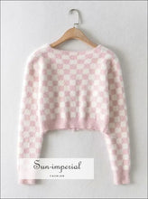 Check Plaid Crop Knit Cardigan - Sun Imperial (photo 5)