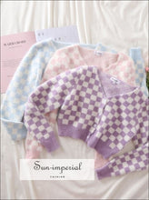 Check Plaid Crop Knit Cardigan - Sun Imperial (photo 6)