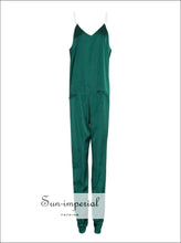 Christine Jumpsuit - Diamond Strap Green and Black Solid Jumpsuit