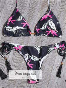 Color Block White Camel Blue Striped Bikini Set Women’s Swimming Suit Halter Drawstring Bathing bikini, color black bikini SUN-IMPERIAL 
