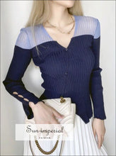 Contrast Panel Ribbed Knit Cardigan - Sun Imperial (photo 2)