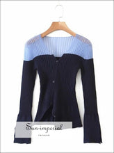 Contrast Panel Ribbed Knit Cardigan - Sun Imperial (photo 5)