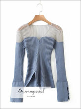 Contrast Panel Ribbed Knit Cardigan - Sun Imperial (photo 7)