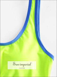 Contrast Trim High Rise Padded Tankini Swimwear Bikini Set