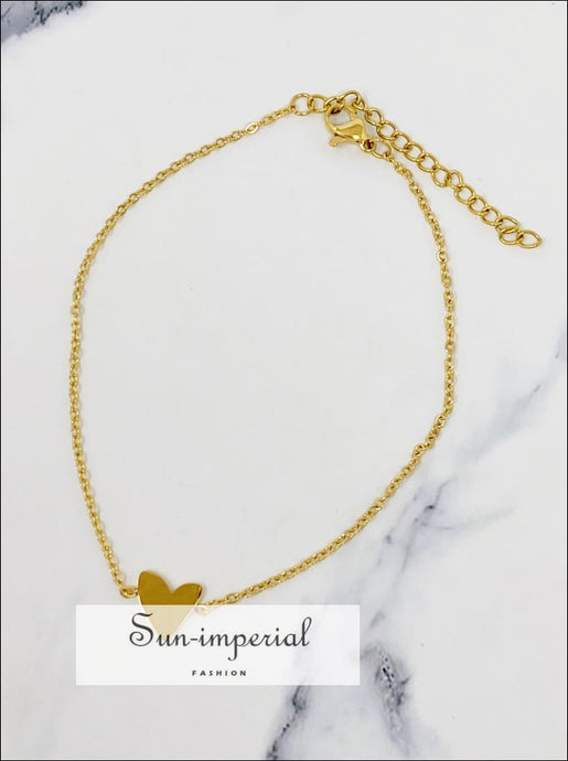 Gold Plated Heart Charm Anklet Sun-Imperial United States