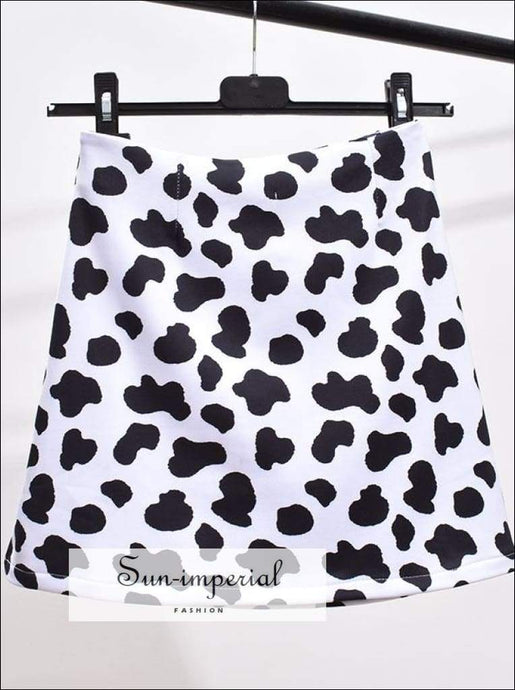 Sun-imperial Cow Print Two Piece Skirt Set T Crop top and 2 piece, piece set, skirt SUN-IMPERIAL United States