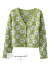 Crochet Floral Knit Cardigan Sweater - Sun Imperial (photo 1)