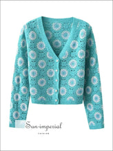 Crochet Floral Knit Cardigan Sweater - Sun Imperial (photo 2)