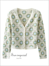 Crochet Floral Knit Cardigan Sweater - Sun Imperial (photo 3)