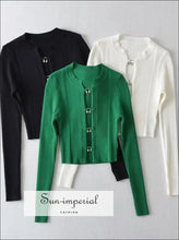 Cropped Cardigan with Metal Hook Buttons - Sun Imperial (photo 1)