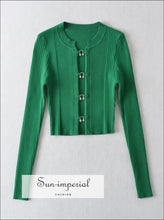 Cropped Cardigan with Metal Hook Buttons - Sun Imperial (photo 3)