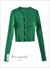 Cropped Cardigan with Metal Hook Buttons - Sun Imperial (photo 4)