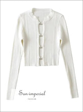 Cropped Cardigan with Metal Hook Buttons - Sun Imperial (photo 6)