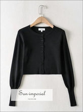 Cropped Knit Cardigan with Chunky Rib Trim - Sun Imperial (photo 1)