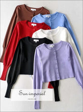 Cropped Knit Cardigan with Chunky Rib Trim - Sun Imperial (photo 5)