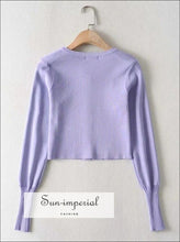 Cropped Knit Cardigan with Chunky Rib Trim - Sun Imperial (photo 6)