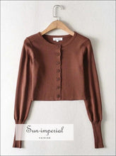 Cropped Knit Cardigan with Chunky Rib Trim - Sun Imperial (photo 7)