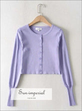 Cropped Knit Cardigan with Chunky Rib Trim - Sun Imperial (photo 9)