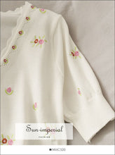 Daisy Embroidery Short Sleeve Cropped Cardigan - Sun Imperial (photo 6)