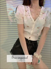 Daisy Embroidery Short Sleeve Cropped Cardigan - Sun Imperial (photo 9)