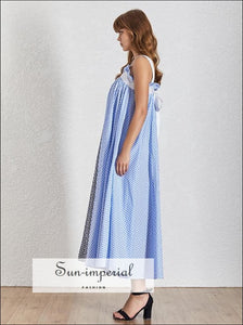 Dallas Dress- Plaid Two Tone a Line Women Maxi Dress Slit Oversize Sleeveless Grid Maxi Dress