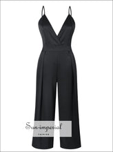 Deep V Neck Backless Wide Leg Jumpsuit backless, cut out, out back, hollow SUN-IMPERIAL United States