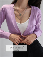 Deep V-Neck Cropped Cardigan - Sun Imperial (photo 1)