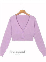 Deep V-Neck Cropped Cardigan - Sun Imperial (photo 2)