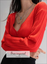 Deep V-Neck Cropped Cardigan - Sun Imperial (photo 4)