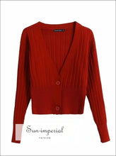 Deep V-Neck Ribbed Cardigan with Leather Sleeve - Sun Imperial (photo 7)