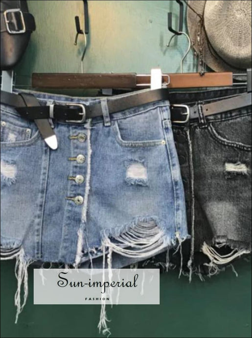 Denim Mini Skirt Washed High Waist A-line Jeans BASIC SUN-IMPERIAL United States