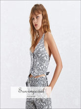 Destiny Crop top - Summer Print Vintage Vest for Women V Neck Sleeveless off Shoulder Crop top Slim