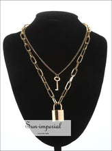 Double Layer Padlock Chain Necklace - Sun Imperial (photo 10)