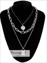 Double Layer Padlock Chain Necklace - Sun Imperial (photo 3)