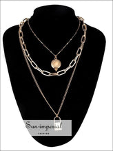 Double Layer Padlock Chain Necklace - Sun Imperial (photo 4)