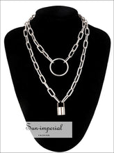 Double Layer Padlock Chain Necklace - Sun Imperial (photo 5)