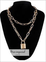 Double Layer Padlock Chain Necklace - Sun Imperial (photo 7)