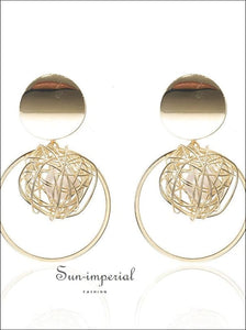 Drop Earrings for Women Geometric Simple Dangle Fashion Glossy Plated Long SUN-IMPERIAL United States