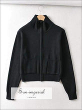 Dual Zipper Knit Cardigan with Pockets - Sun Imperial (photo 10)