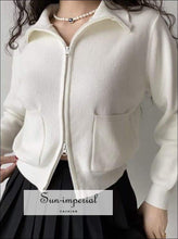 Dual Zipper Knit Cardigan with Pockets - Sun Imperial (photo 1)